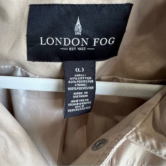 London Fog Tan Trench Coat with Belted Waist - Picture 3 of 8